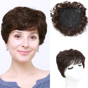 Natural Curly Replacement‎ Wiglet Hairpiece Short Clip in Wavy Hair Topper